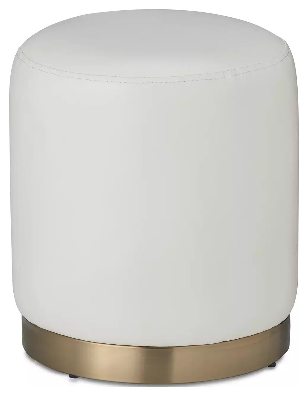 Пуф «Круг» золотой, белая экокожа