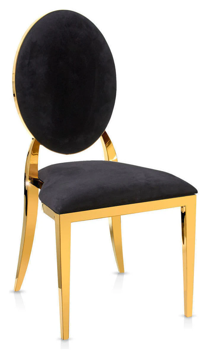 Стул «Вашингтон» золотой, черные подушки из бархата