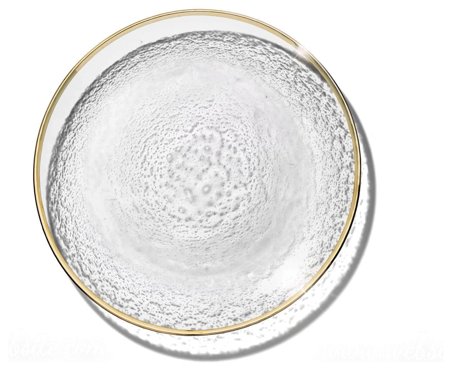 Закусочная тарелка «Анитра» прозрачная с золотой каймой