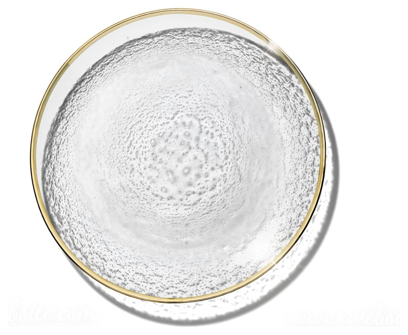 Закусочная тарелка «Анитра» прозрачная с золотой каймой