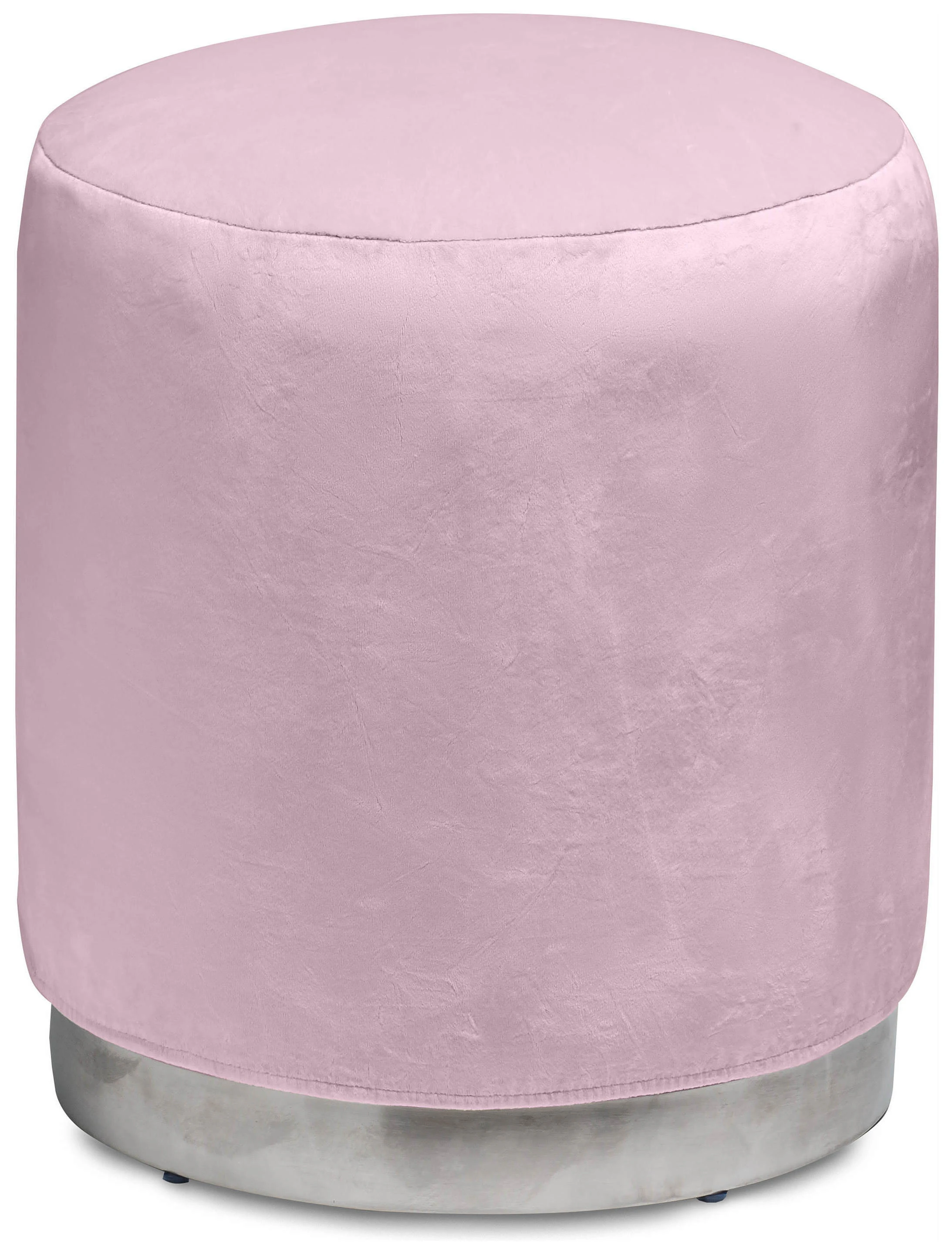 Пуф «Круг» серебряный, пыльно-лавандовый бархат