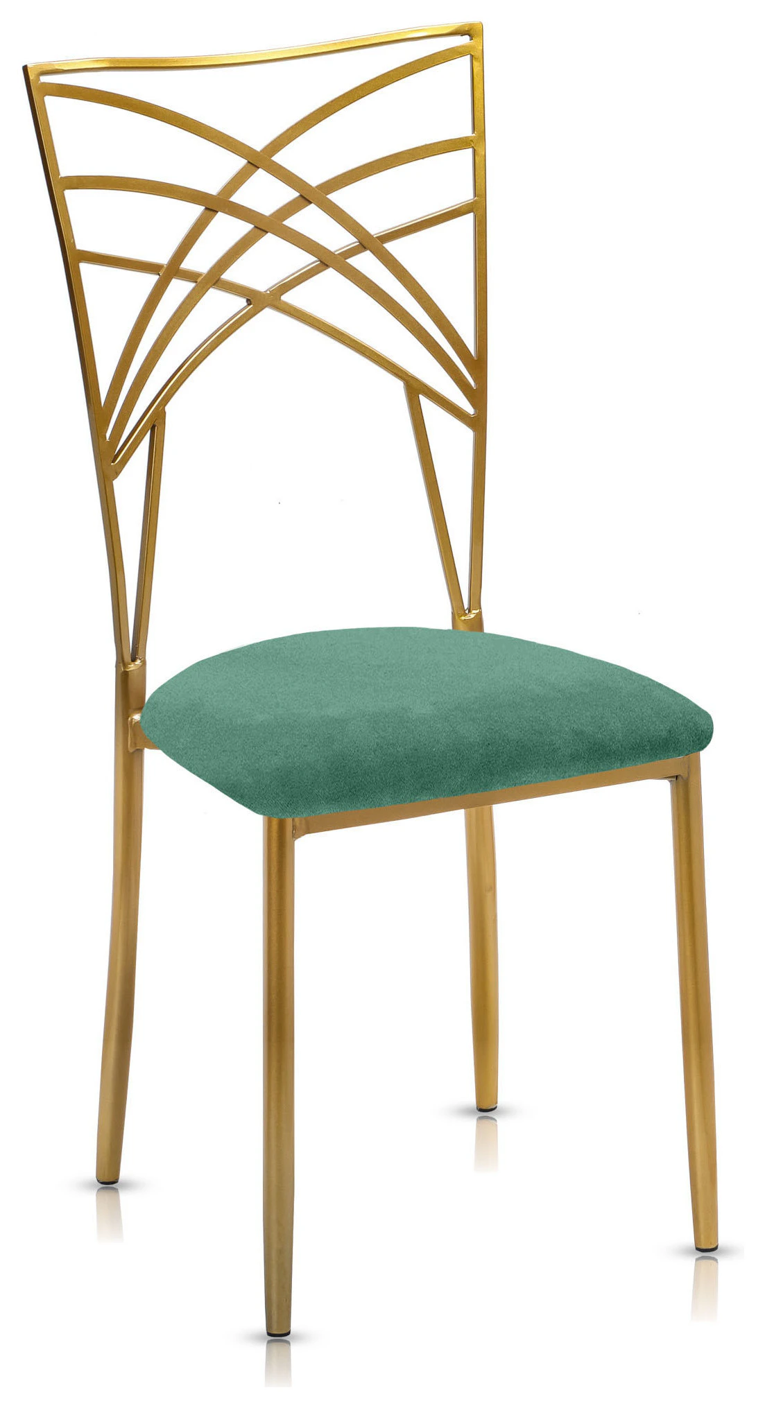 Стул «Хамелеон» золотой, шалфейная подушка из бархата