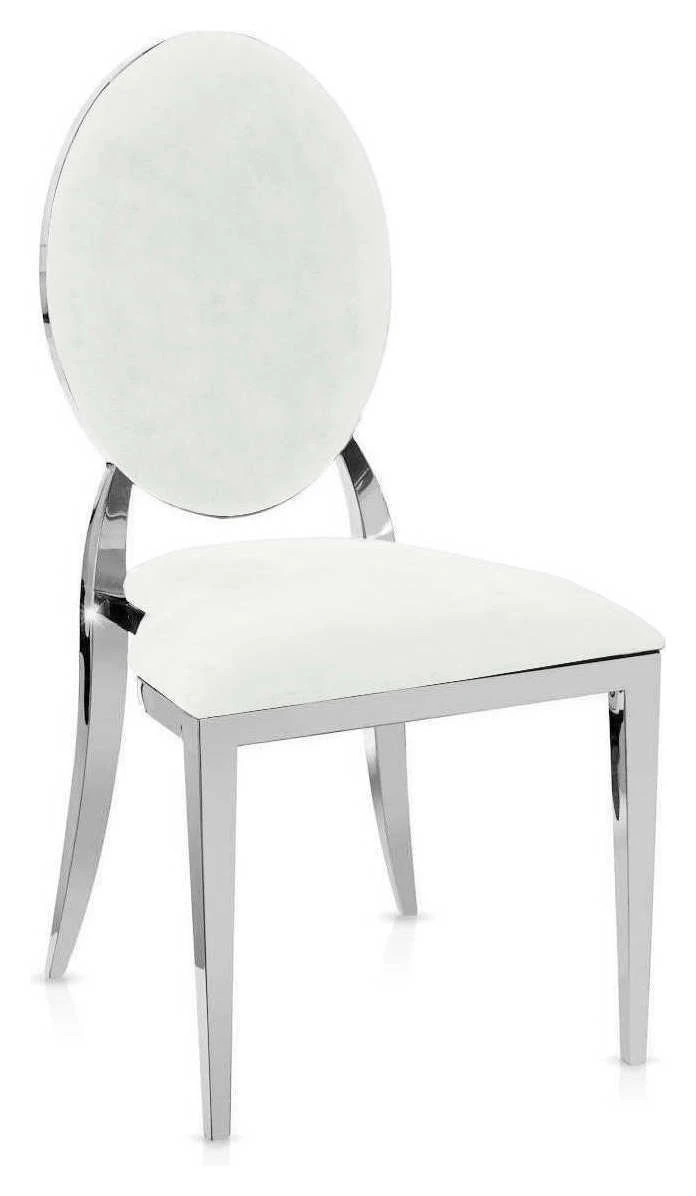 Стул «Вашингтон» серебряный, белые подушки из бархата