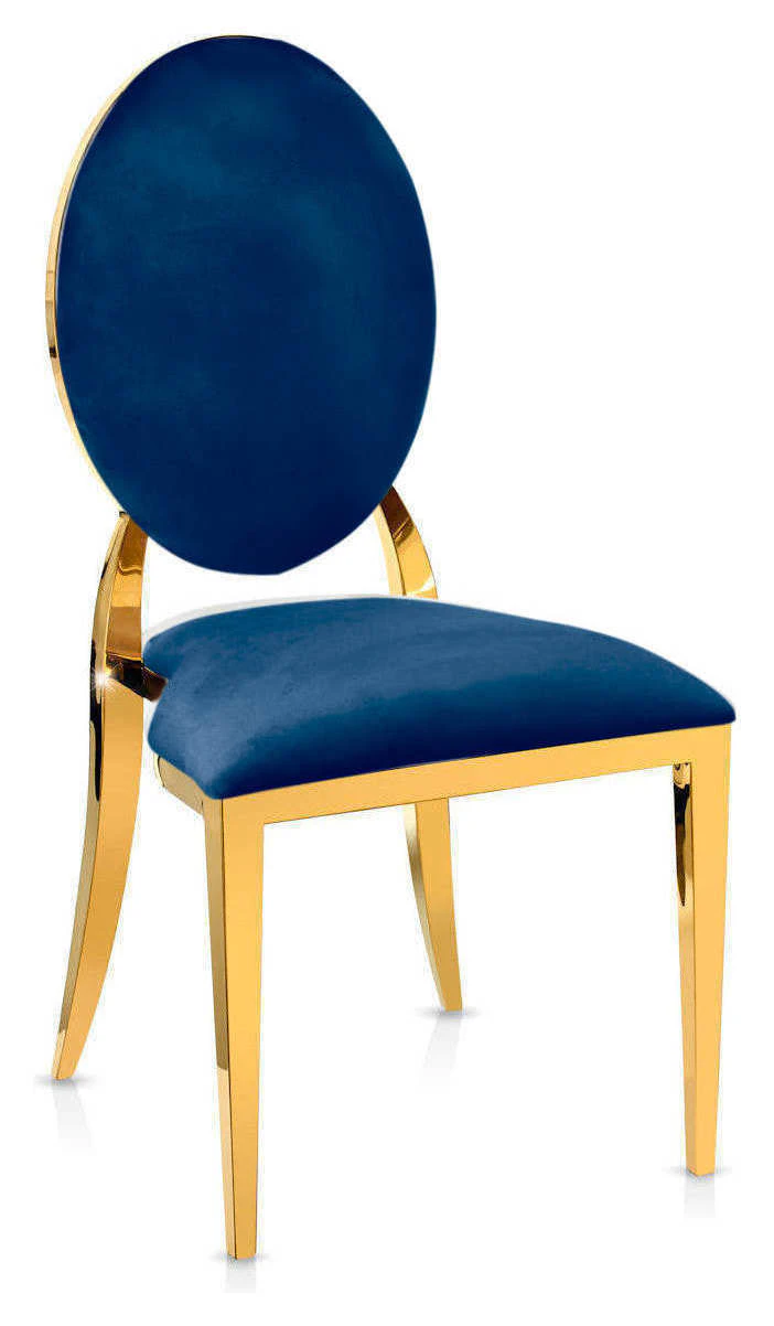 Стул «Вашингтон» золотой, темно-синие подушки из бархата