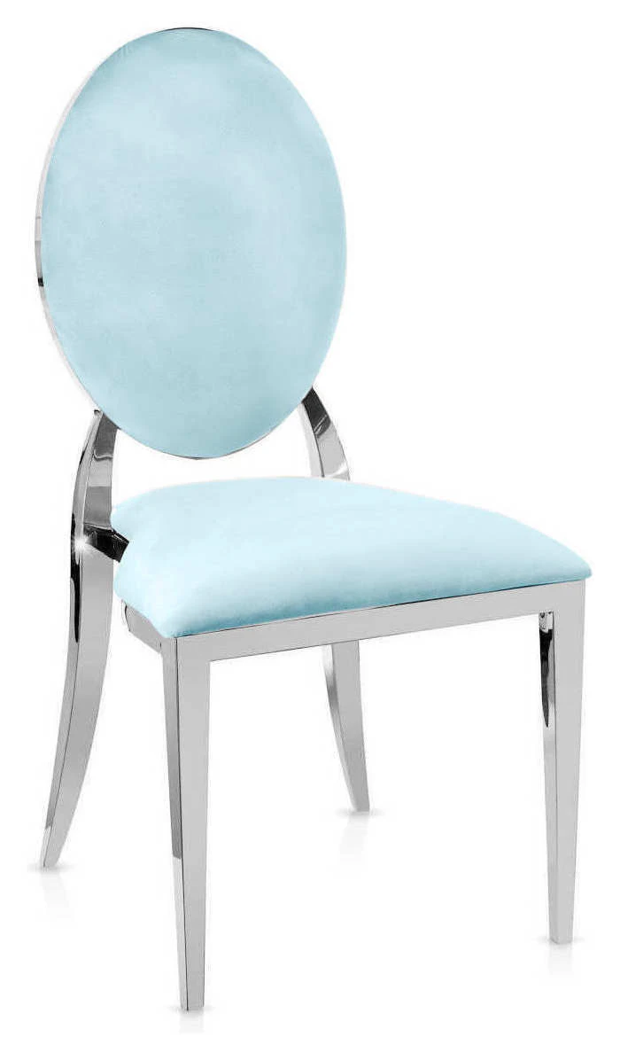 Стул «Вашингтон» серебряный, небесные подушки из бархата