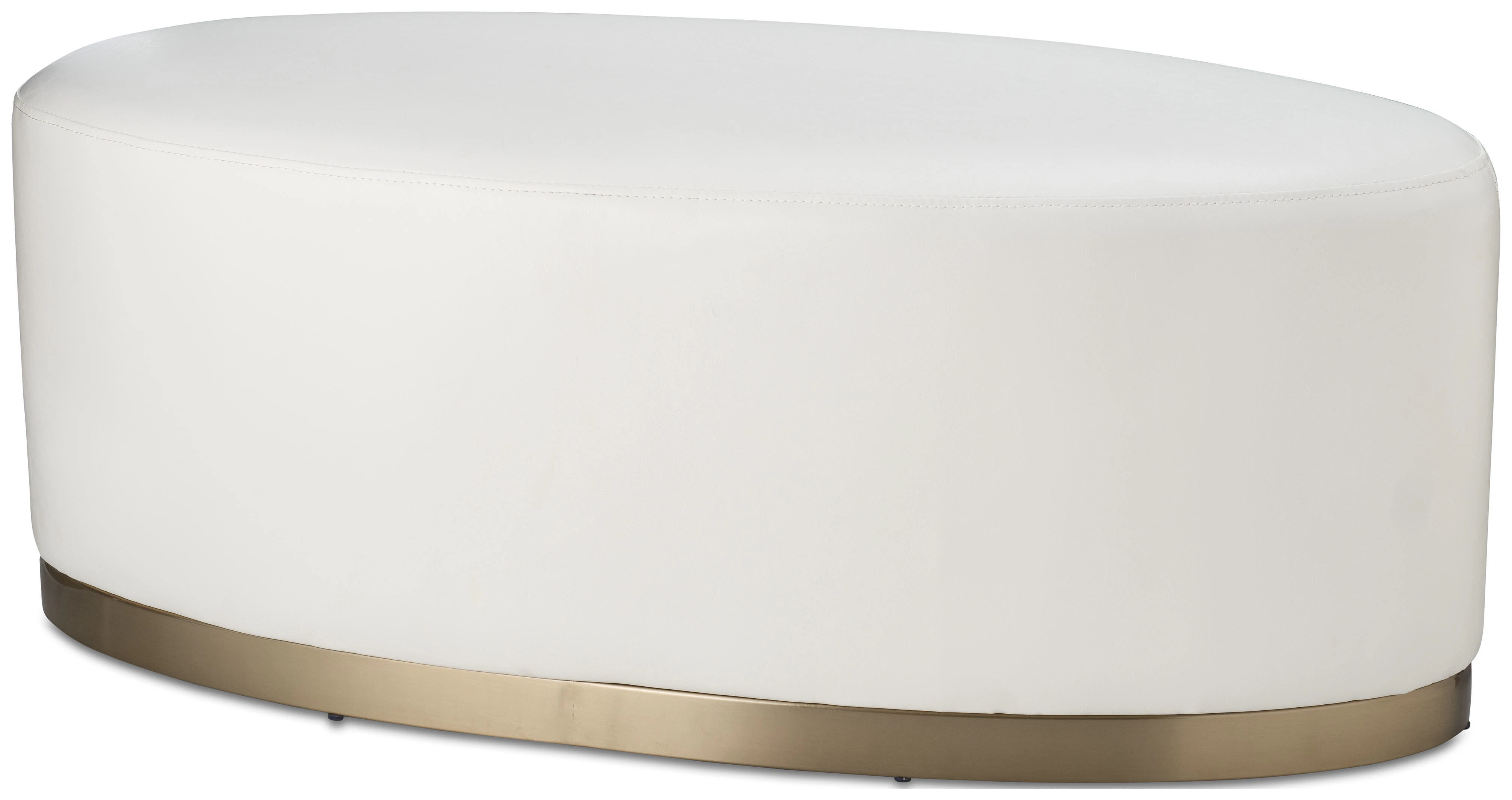 Пуф «Овал» золотой, белая экокожа