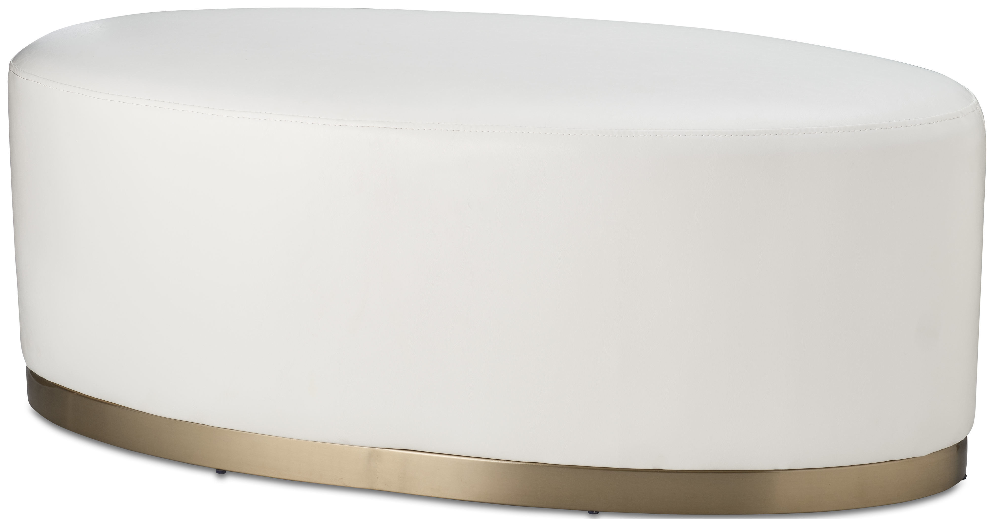 Пуф «Овал» золотой, белая экокожа