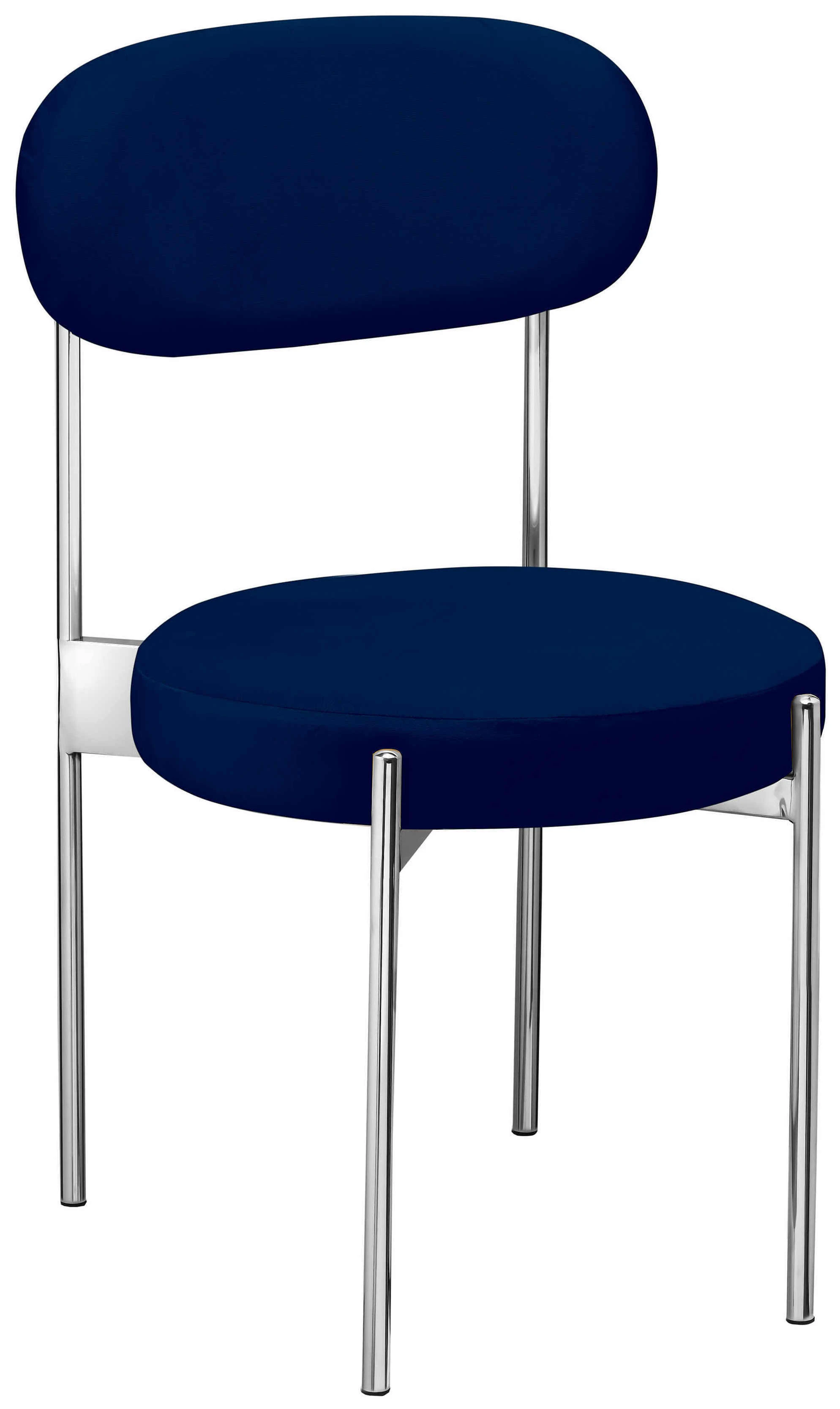 Стул «Тотем» серебряный, синий бархат