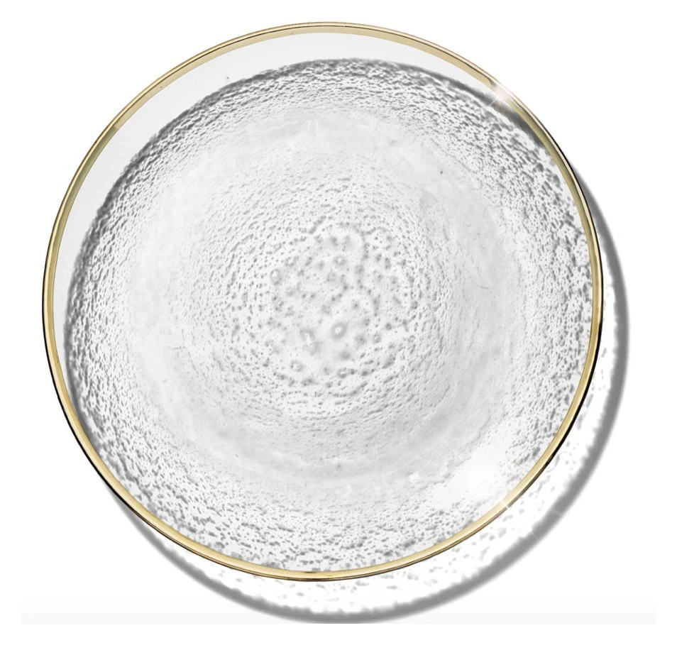 Обеденная тарелка «Анитра» прозрачная с золотой каймой