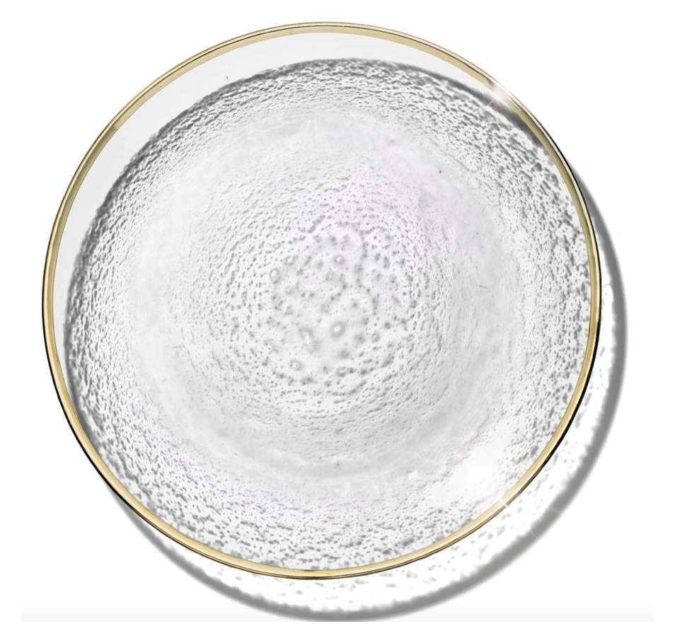 Обеденная тарелка «Анитра» прозрачная с золотой каймой