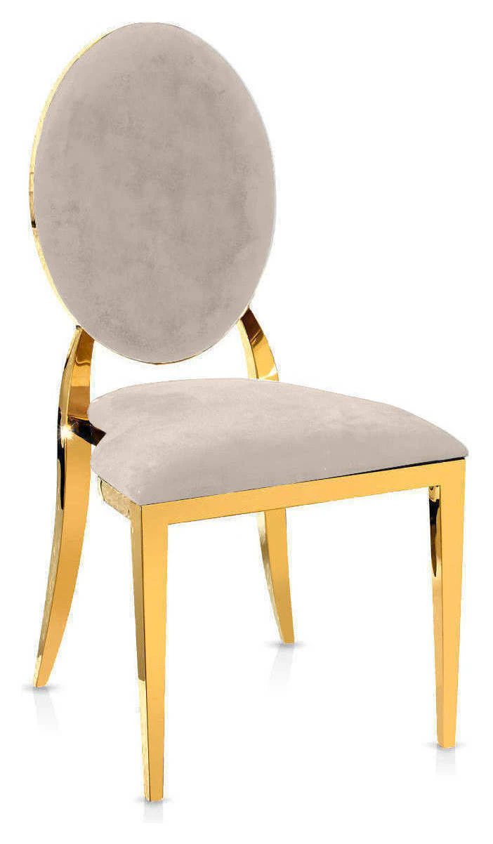 Стул «Вашингтон» золотой, серо-бежевые подушки из бархата