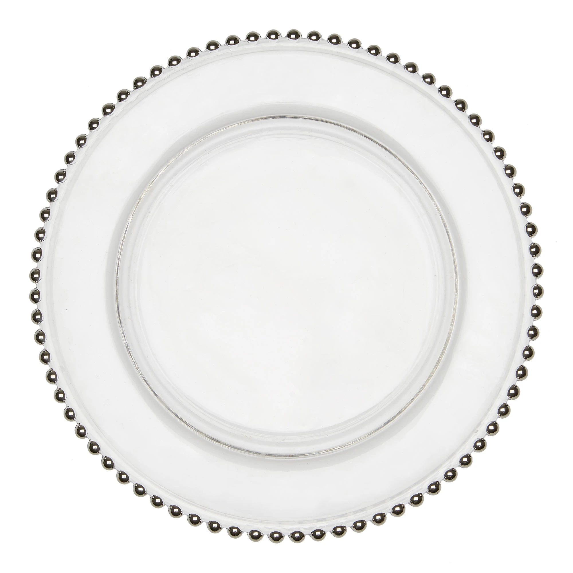 Подстановочная тарелка «Бусинки» прозрачная с серебряными бусинами