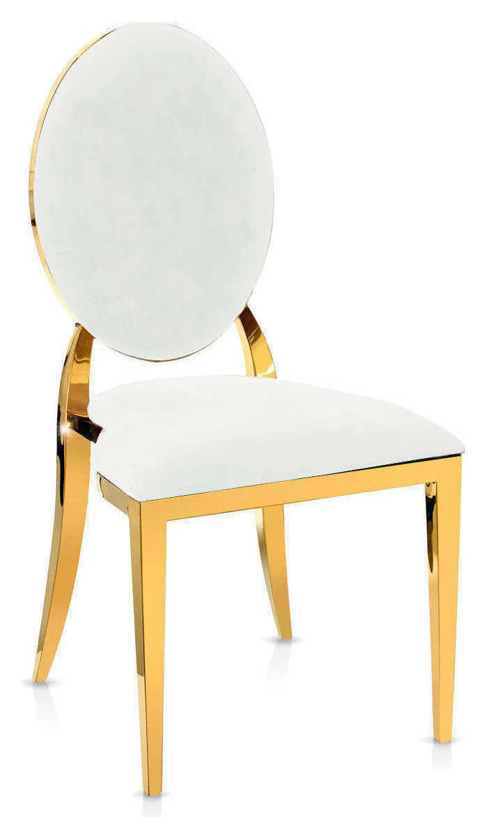 Стул «Вашингтон» золотой, белые подушки из бархата