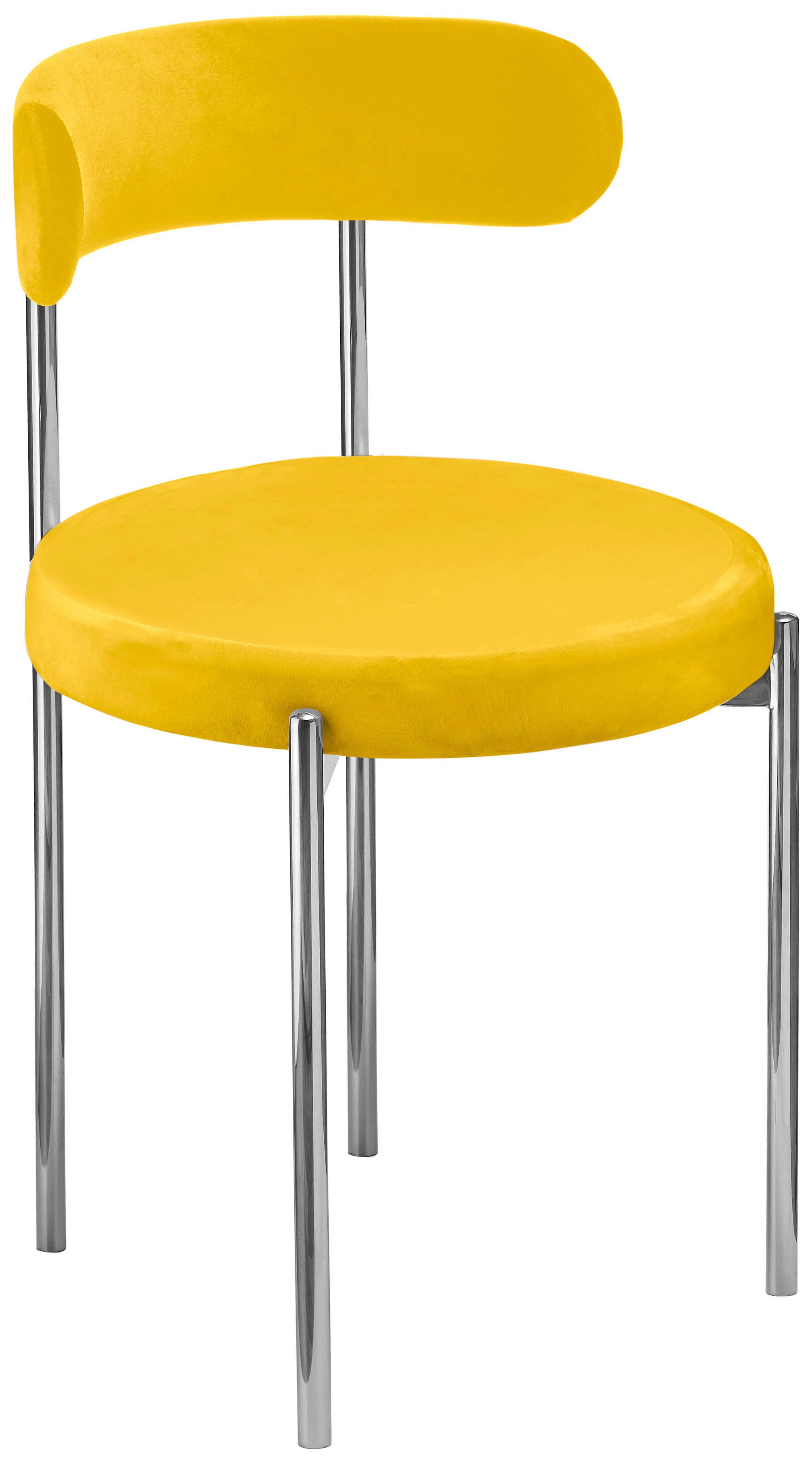 Стул «Лира» серебряный, желтый бархат