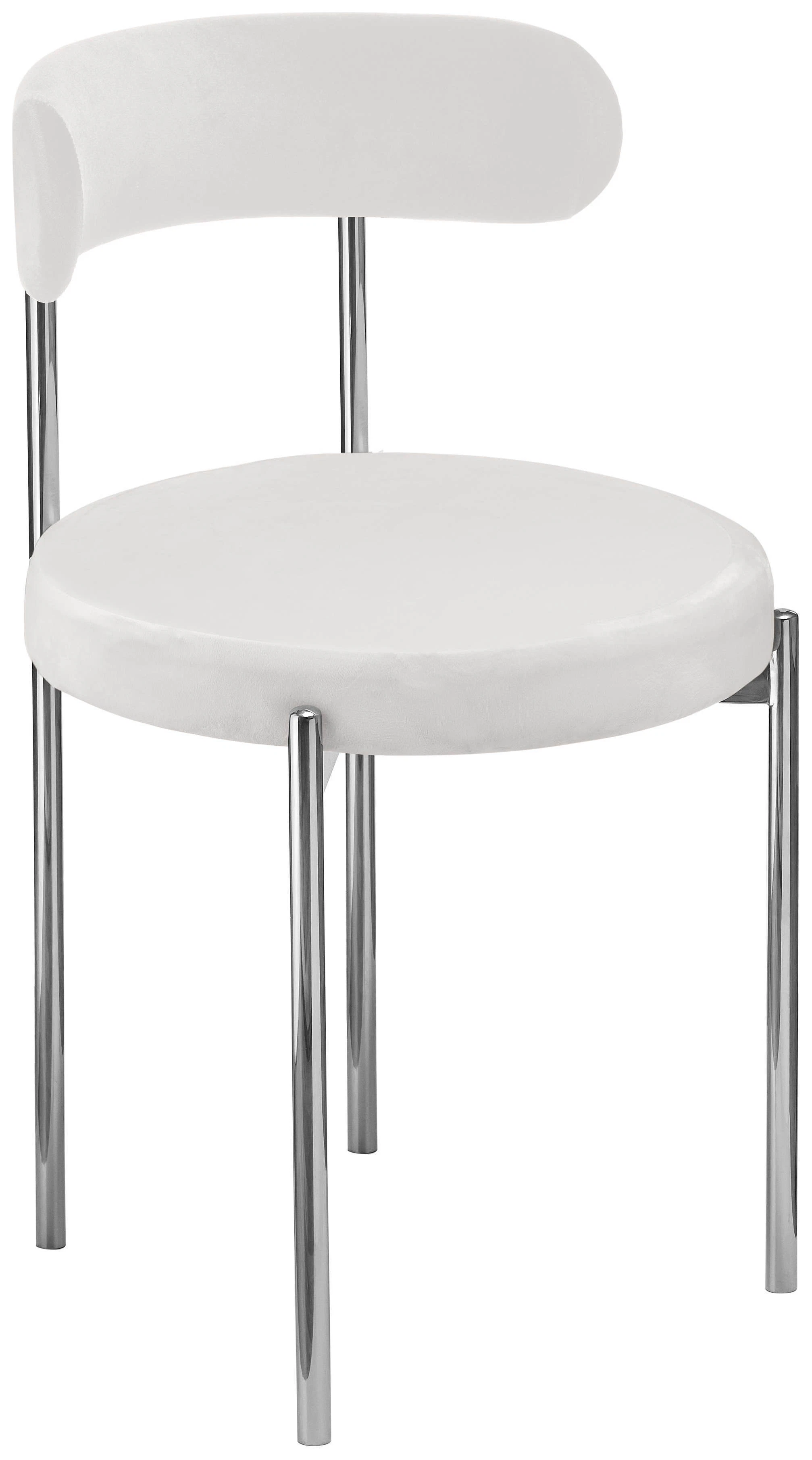 Стул «Лира» серебряный, белый теплый бархат