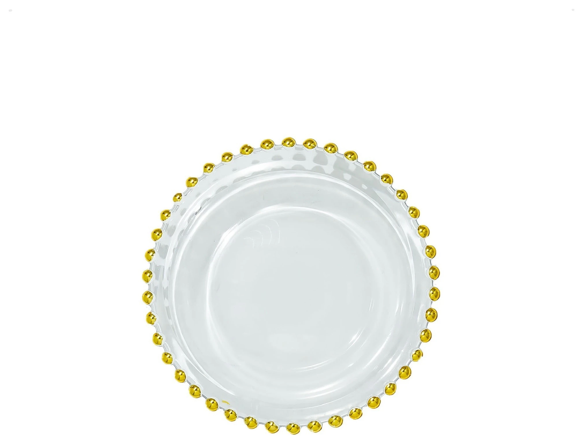 Пирожковая тарелка «Бусинки» прозрачная с золотыми бусинами