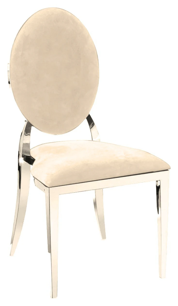 Стул «Вашингтон» серебряный, кремовые подушки из бархата