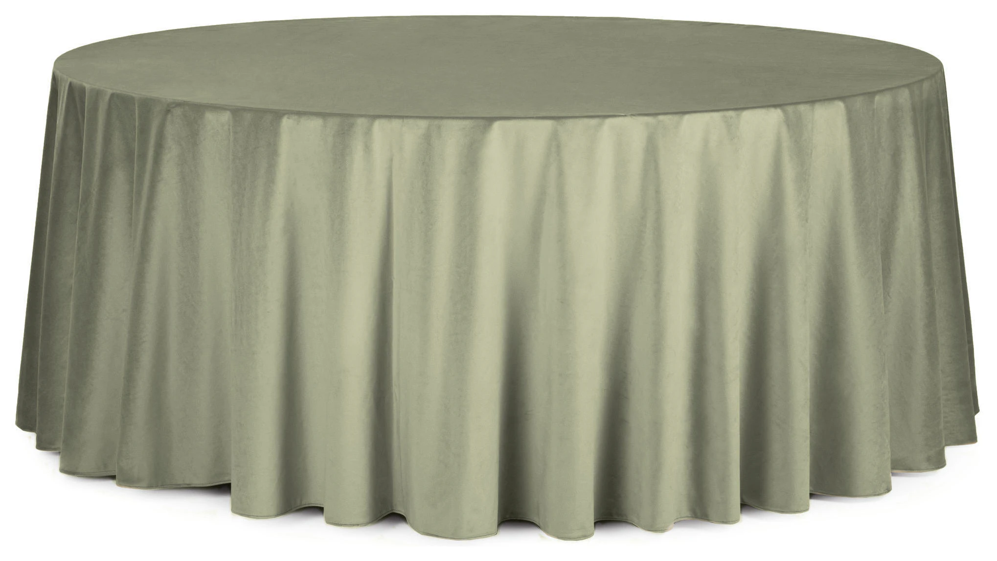 Скатерть круглая бархатная пыльно-зеленая