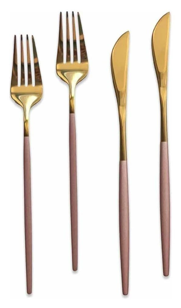 Столовые приборы Гоа, розово-золотые, сет из 4 предметов