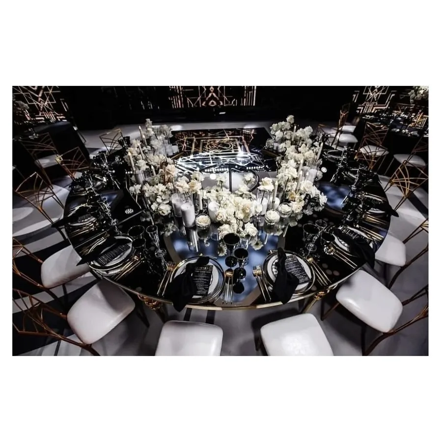 Стол-змейка-90, золотой, столешница темное зеркало, 1 модуль - Фото миниатюра 5