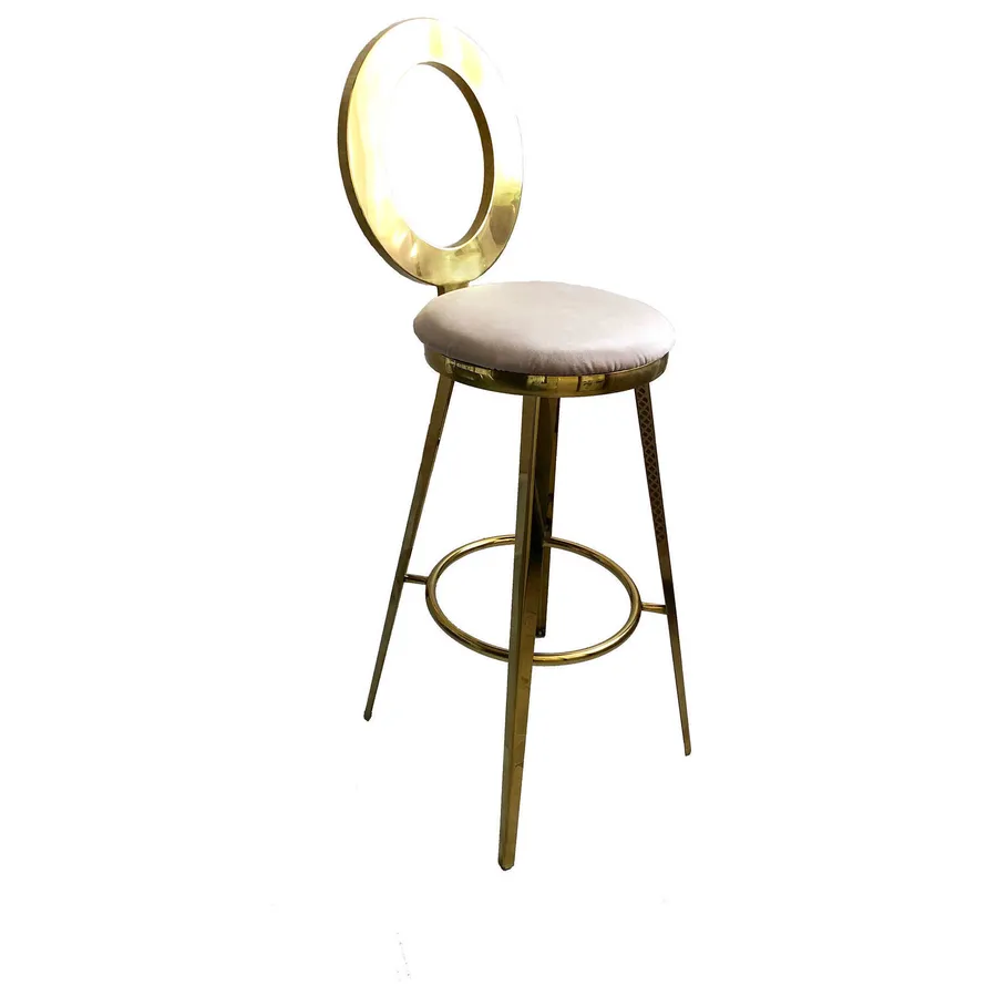 Стул барный велюр, бежевый - Фото миниатюра 1