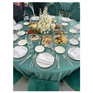 Скатерть велюр, круглая, бирюзовая - Фото 4