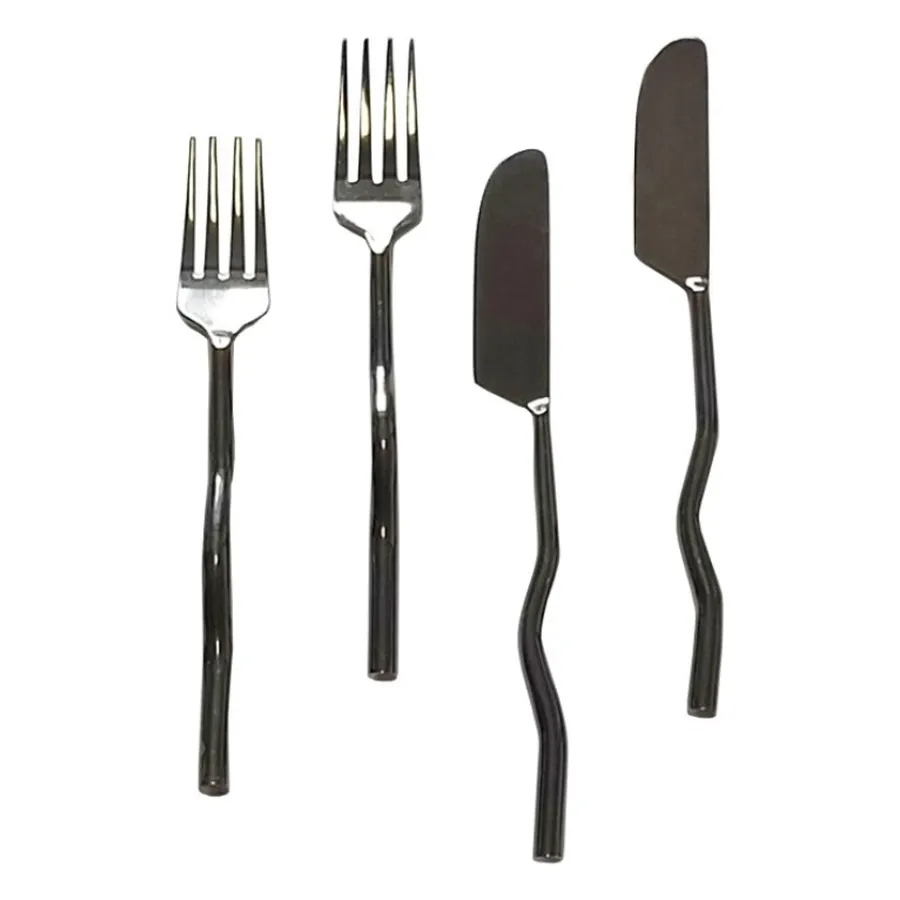 Столовые приборы Сквош Черный, сет 4 предмета - Фото миниатюра 1