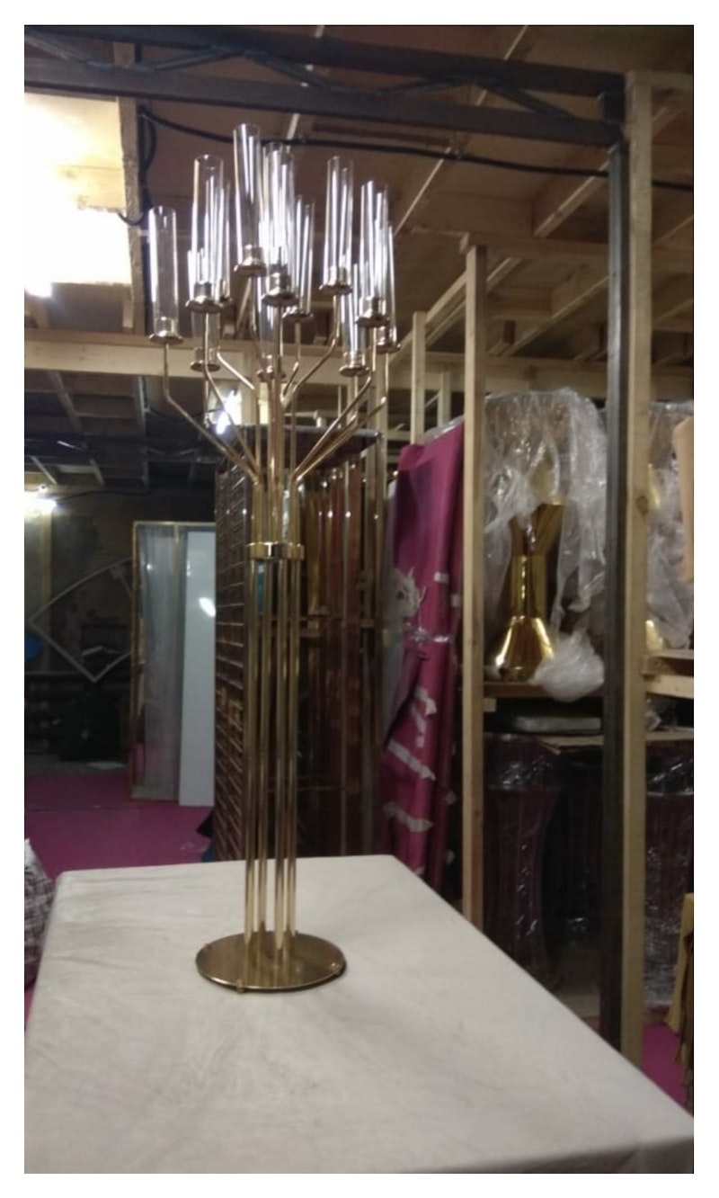 Канделябр золотой со стеклянными колбами Харизма (13 стоек)