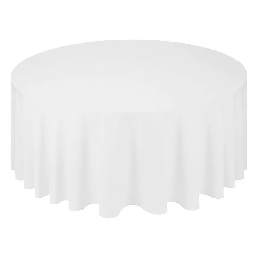 Скатерть атласная, круглая, белая - Фото миниатюра 1