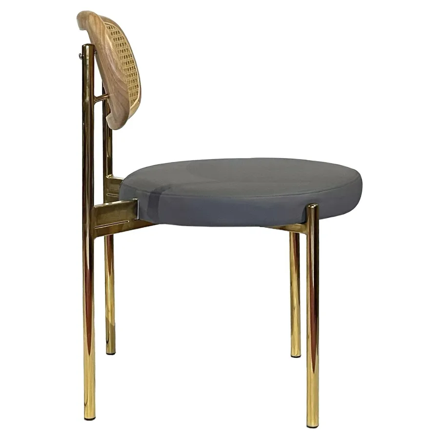 Стул Модерн Золото, Натуральный ротанг + База серый (ЭКО-КОЖА) - Фото миниатюра 3