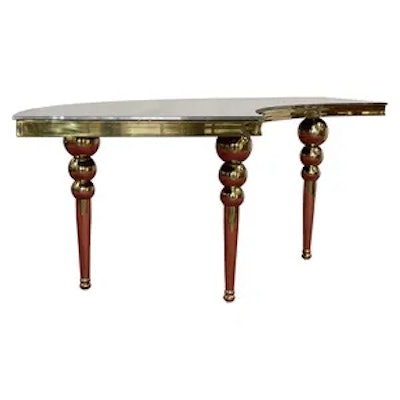 Стол-змейка-80, золотой, столешница темное зеркало, 1 модуль - изображение 2