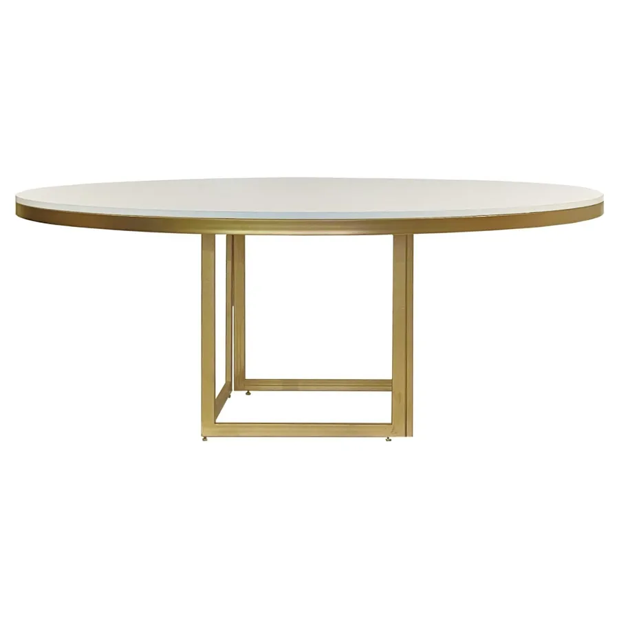 Стол Корнерс круглый, белый + золото - Фото миниатюра 1