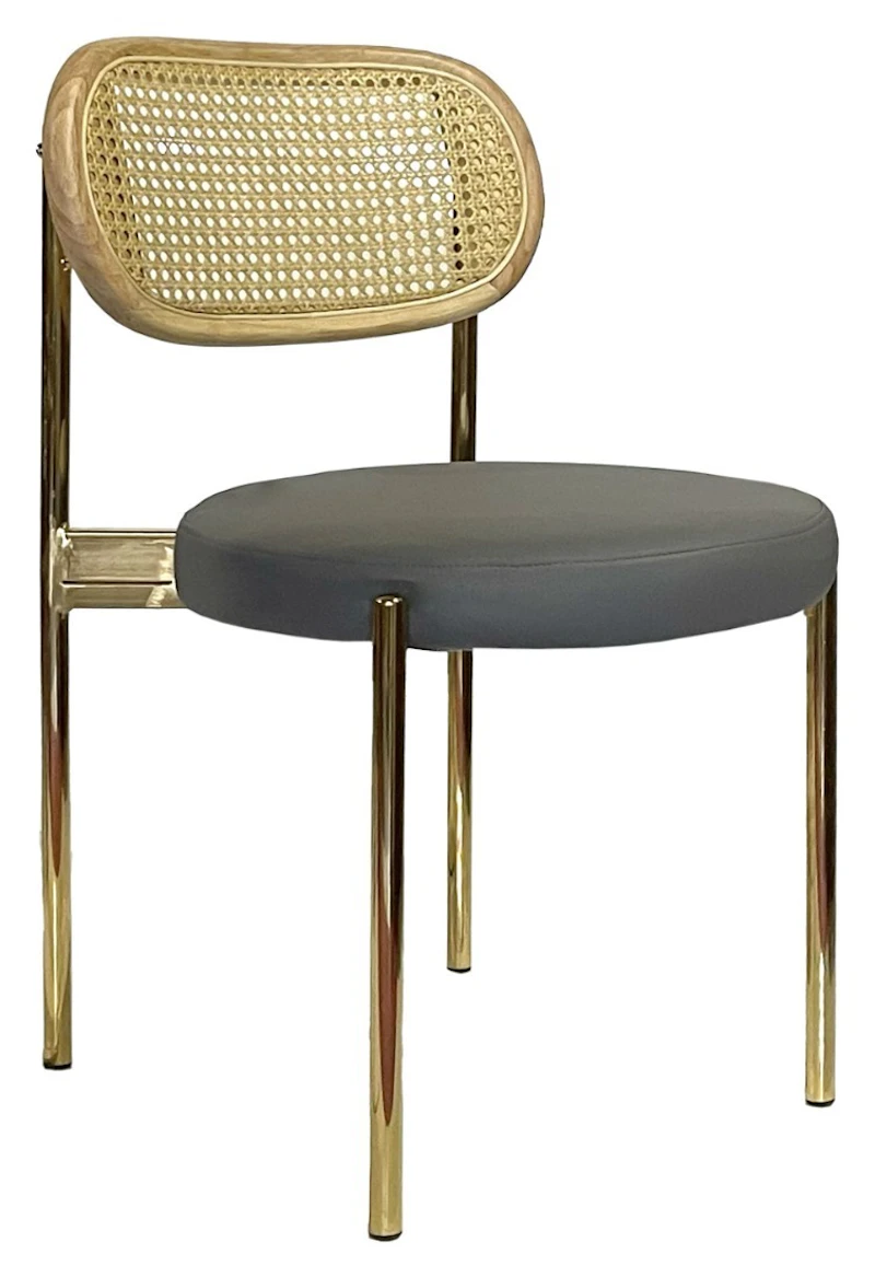Стул Модерн Золото, Натуральный ротанг + База серый (ЭКО-КОЖА)