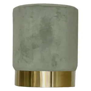 Пуф Цилиндр Золотой обод, эвкалиптовый велюр - Фото 1