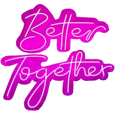 Неоновая надпись "Беттер Тугезер" (розовая)