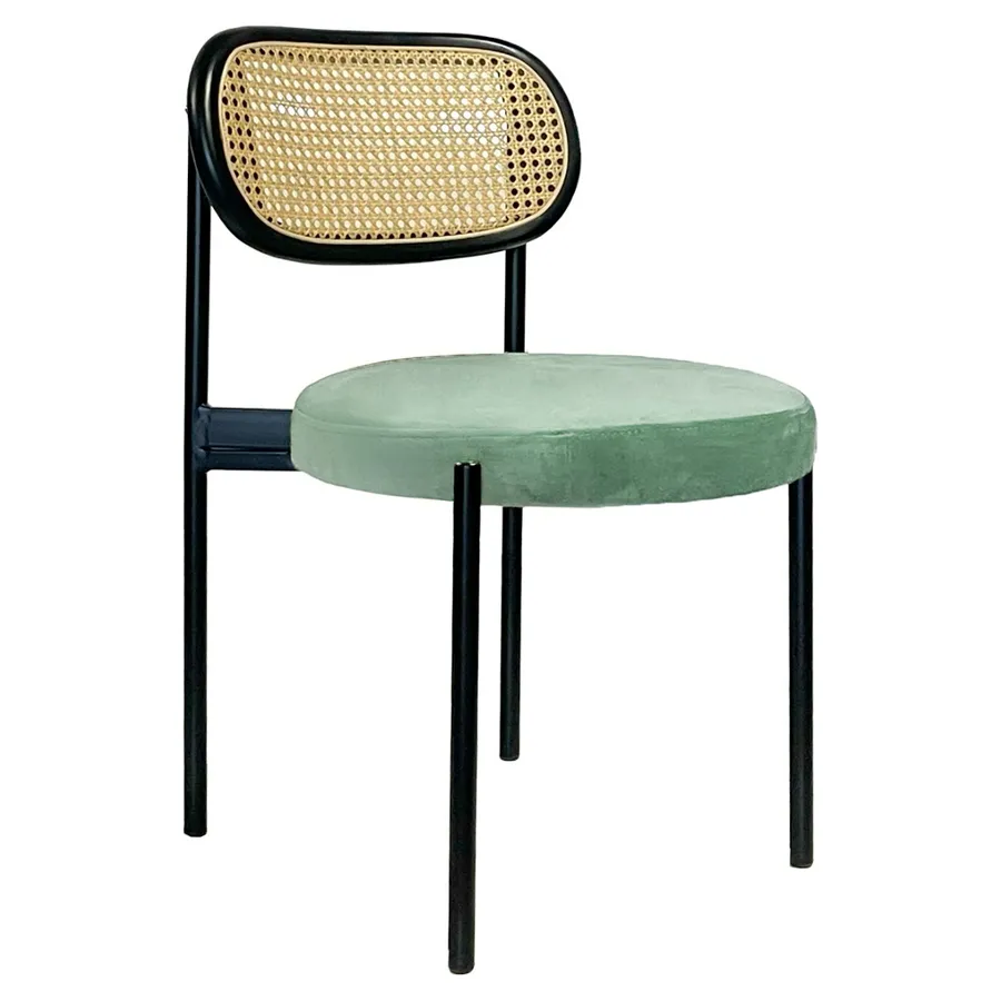 Стул Модерн Черный, Ротанг в черной раме + Мятный - Фото миниатюра 1
