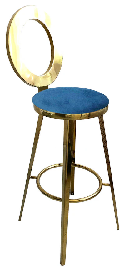 Стул барный велюр, сапфировый