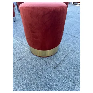 Пуф Цилиндр Золотой обод, терракотовый велюр - Фото 3