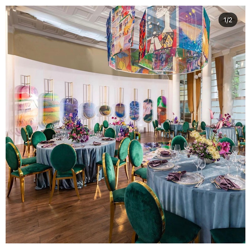 Скатерть велюр, круглая, серо-голубая