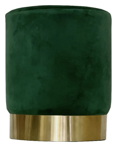 Пуф Цилиндр Золотой обод, изумрудный велюр