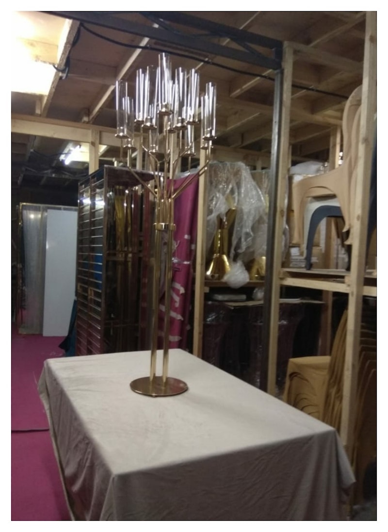 Канделябр золотой со стеклянными колбами Харизма (13 стоек)