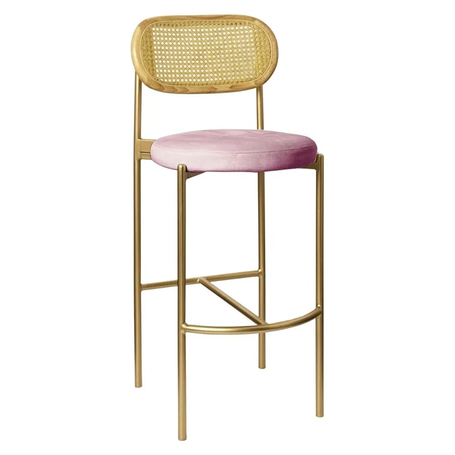 Стул барный Модерн Комфи, Натуральный ротанг+Куколка  (любой цвет каркаса) - Фото миниатюра 1