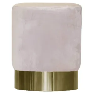 Пуф Цилиндр Золотой обод, светло-розовый велюр - Фото 1