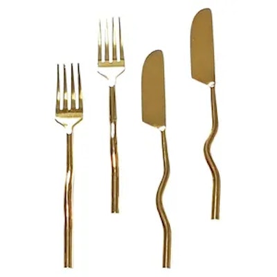 Столовые приборы Сквош Золото, сет 4 предмета