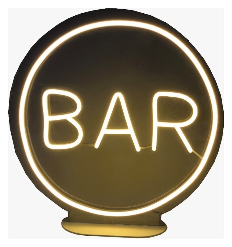 Неоновая надпись на подставке "Бар"