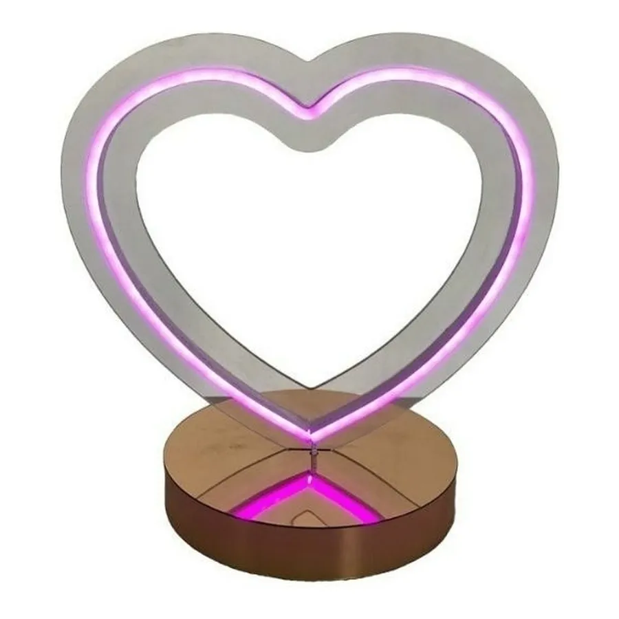 Светящееся неоновое сердце на подставке - Фото миниатюра 1