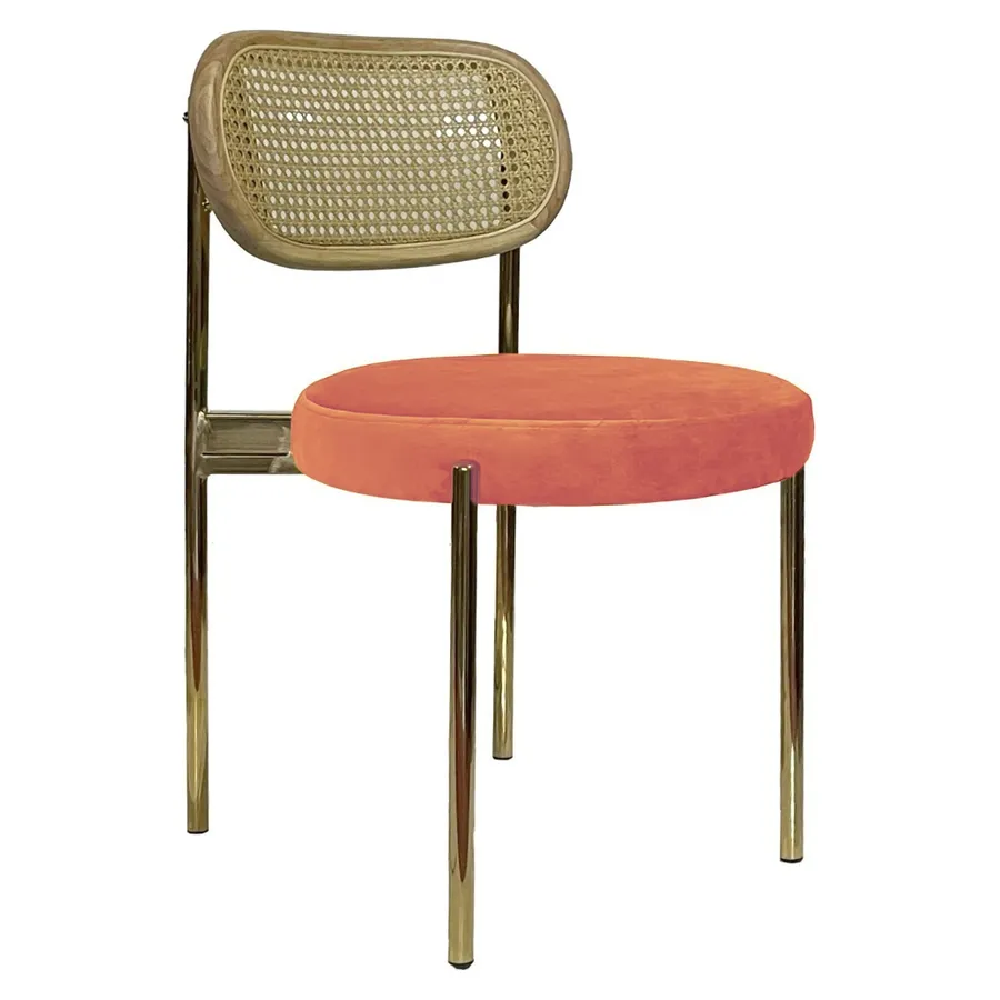 Стул Модерн Золото, Натуральный ротанг + Игривый Персик - Фото миниатюра 1