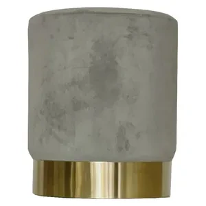 Пуф Цилиндр Золотой обод, серый велюр (базовый) - Фото 1