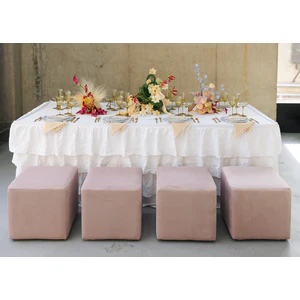 Пуф квадратный Точка, велюр, Лайт Пинк - Фото 3