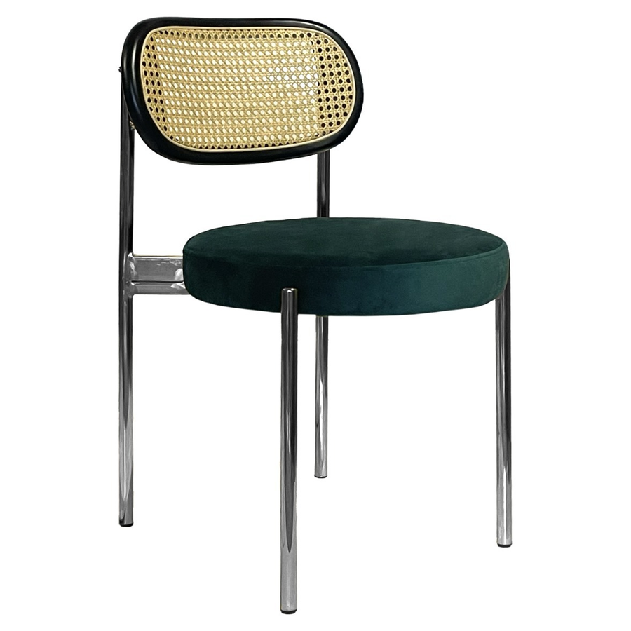 Стул Модерн Серебро, Ротанг в черной раме + Изумрудный - Фото миниатюра 1